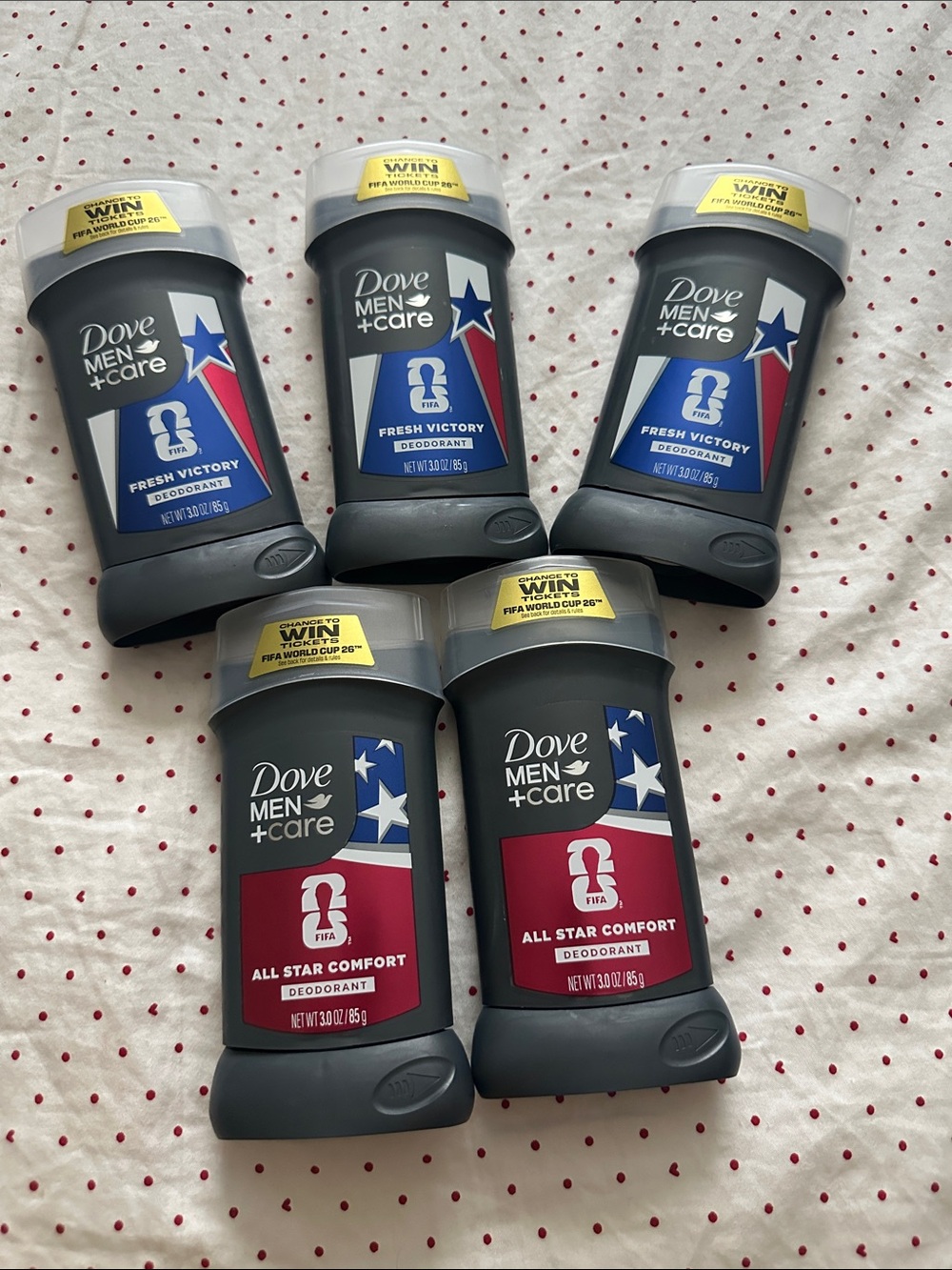 5 Dove Men Deodorant Sticks - Fresh Victory & All Star Comfort